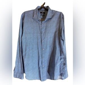 HUGO BOSS DRESS MENS SHIRT  SIZE L  40/16 SLIM FIT FiNEST ITALIAN FABRIC BLUE